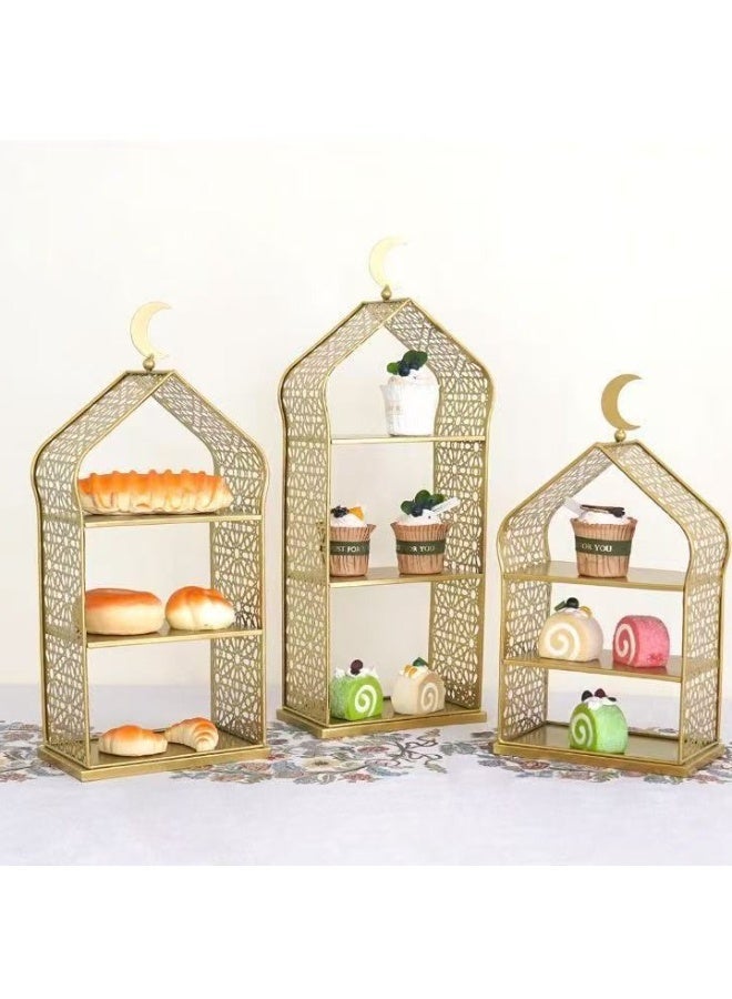 CityRiya-Long Ramadan Dates Tray, Eid Snack Serving Tray, 3 Sets Cookie Boxes, Nuts Candy Snacks Plate for Ramadan, Fruit Tea Serving Trays, Decorative Food Storage Container for Dates, Cakes,Nuts, Coffee (YB212) - Image 1